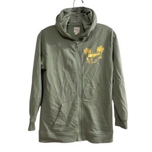 Sfera Kids Green Zip-Up Hoodie‎ Size 12 Palm Tree & Van Design